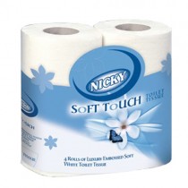 Nickysoft White Luxury 2-Ply Toilet Rolls - Case of 40